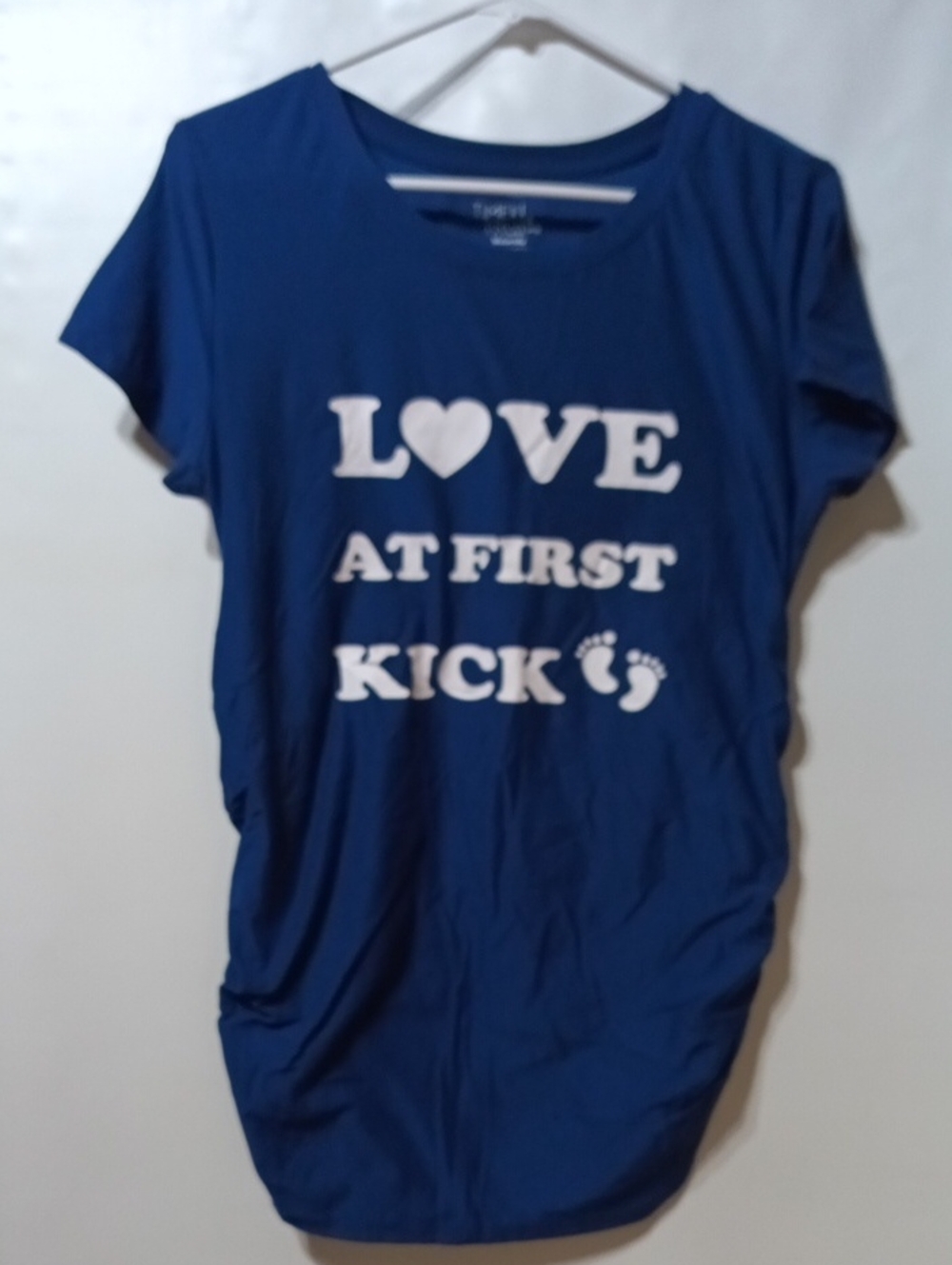 Time and Tru Royal Blue Short-Sleeve Tee with White 'Love at First Kick' Graphic